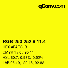 カラーコード: RGB 250 252.8 11.4 | qconv.com