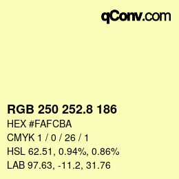 Color code: RGB 250 252.8 186 | qconv.com