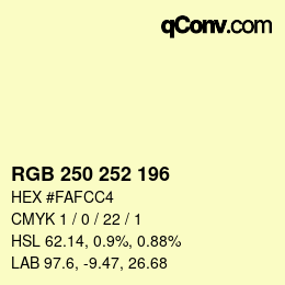 颜色代码: RGB 250 252 196 | qconv.com