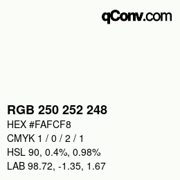 Color code: RGB 250 252 248 | qconv.com