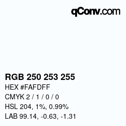 Color code: RGB 250 253 255 | qconv.com