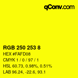 Color code: RGB 250 253 8 | qconv.com