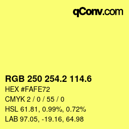 カラーコード: RGB 250 254.2 114.6 | qconv.com