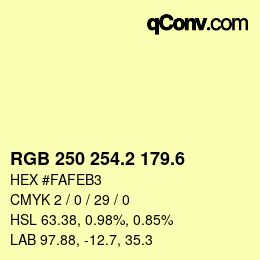 カラーコード: RGB 250 254.2 179.6 | qconv.com