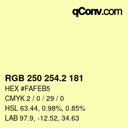 カラーコード: RGB 250 254.2 181 | qconv.com