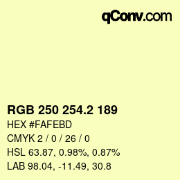 カラーコード: RGB 250 254.2 189 | qconv.com