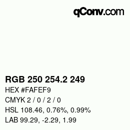Color code: RGB 250 254.2 249 | qconv.com