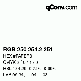 カラーコード: RGB 250 254.2 251 | qconv.com