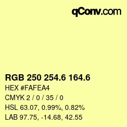 カラーコード: RGB 250 254.6 164.6 | qconv.com