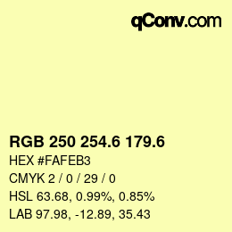 カラーコード: RGB 250 254.6 179.6 | qconv.com