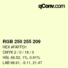 Color code: RGB 250 255 209 | qconv.com
