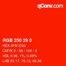 Color code: RGB 250 29 0 | qconv.com