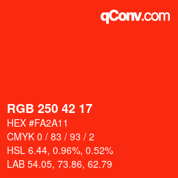 Color code: RGB 250 42 17 | qconv.com