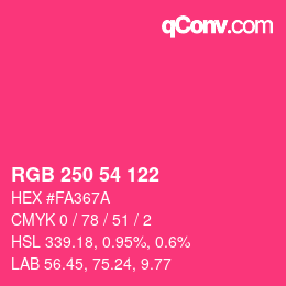 Color code: RGB 250 54 122 | qconv.com