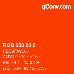 カラーコード: RGB 250 60 0 | qconv.com