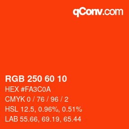 カラーコード: RGB 250 60 10 | qconv.com