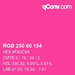 カラーコード: RGB 250 60 154 | qconv.com