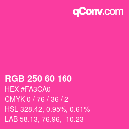 カラーコード: RGB 250 60 160 | qconv.com