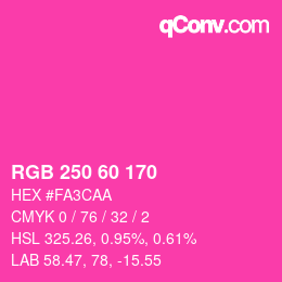 カラーコード: RGB 250 60 170 | qconv.com