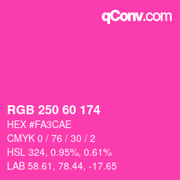 カラーコード: RGB 250 60 174 | qconv.com