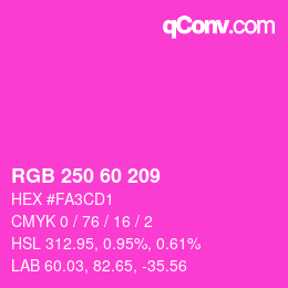 カラーコード: RGB 250 60 209 | qconv.com