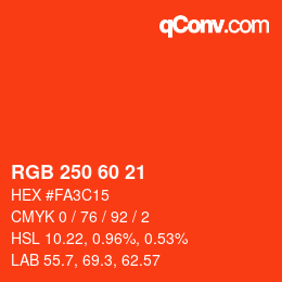 颜色代码: RGB 250 60 21 | qconv.com