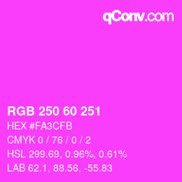 カラーコード: RGB 250 60 251 | qconv.com