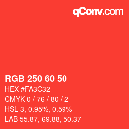 カラーコード: RGB 250 60 50 | qconv.com