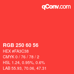 颜色代码: RGB 250 60 56 | qconv.com