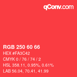 カラーコード: RGB 250 60 66 | qconv.com