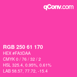 カラーコード: RGB 250 61 170 | qconv.com