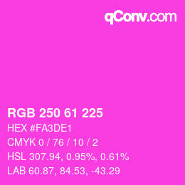 カラーコード: RGB 250 61 225 | qconv.com
