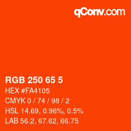 Color code: RGB 250 65 5 | qconv.com
