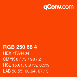 カラーコード: RGB 250 68 4 | qconv.com