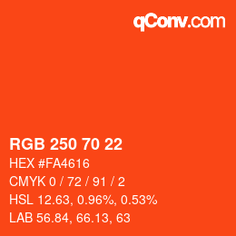 Color code: RGB 250 70 22 | qconv.com