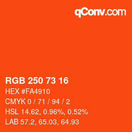 Color code: RGB 250 73 16 | qconv.com
