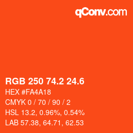 カラーコード: RGB 250 74.2 24.6 | qconv.com