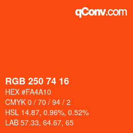 颜色代码: RGB 250 74 16 | qconv.com