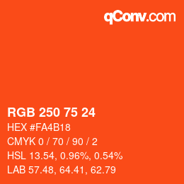 カラーコード: RGB 250 75 24 | qconv.com