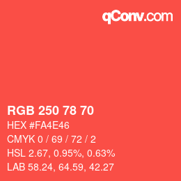 Color code: RGB 250 78 70 | qconv.com