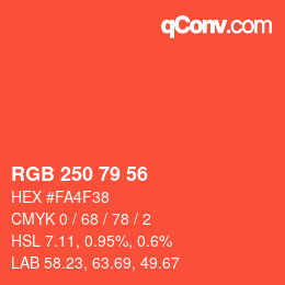 Color code: RGB 250 79 56 | qconv.com