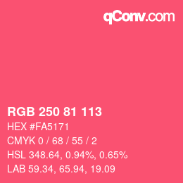 Color code: RGB 250 81 113 | qconv.com