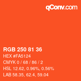 Color code: RGB 250 81 36 | qconv.com