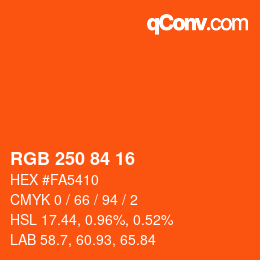 颜色代码: RGB 250 84 16 | qconv.com
