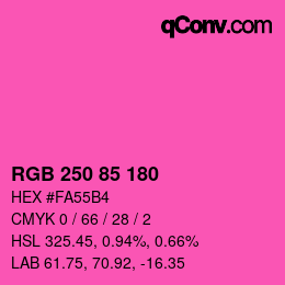 カラーコード: RGB 250 85 180 | qconv.com