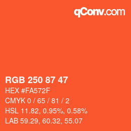カラーコード: RGB 250 87 47 | qconv.com