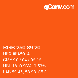 Color code: RGB 250 89 20 | qconv.com