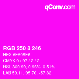 カラーコード: RGB 250 8 246 | qconv.com