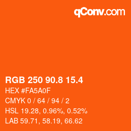 カラーコード: RGB 250 90.8 15.4 | qconv.com