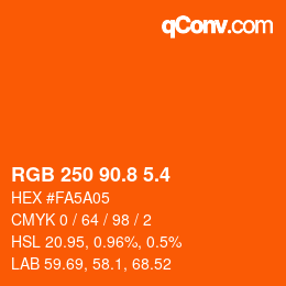カラーコード: RGB 250 90.8 5.4 | qconv.com